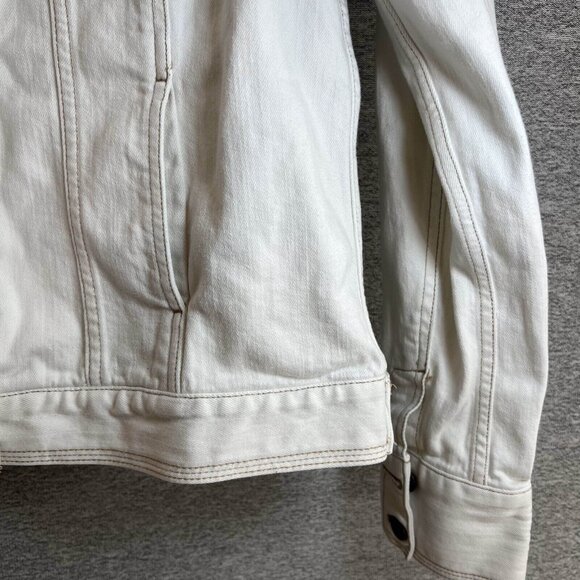 Eddie Bauer Jean Jacket Womens Size L White Button Up Cotton Blend Casual Denim - Picture 10 of 16